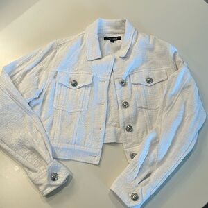 Tweed white cropped jacket from Intermix size large
